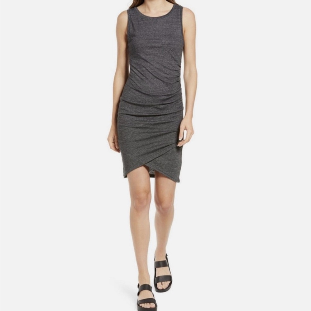 Treasure + Bond Ruched Sleeveless Gray Dress Size Medium